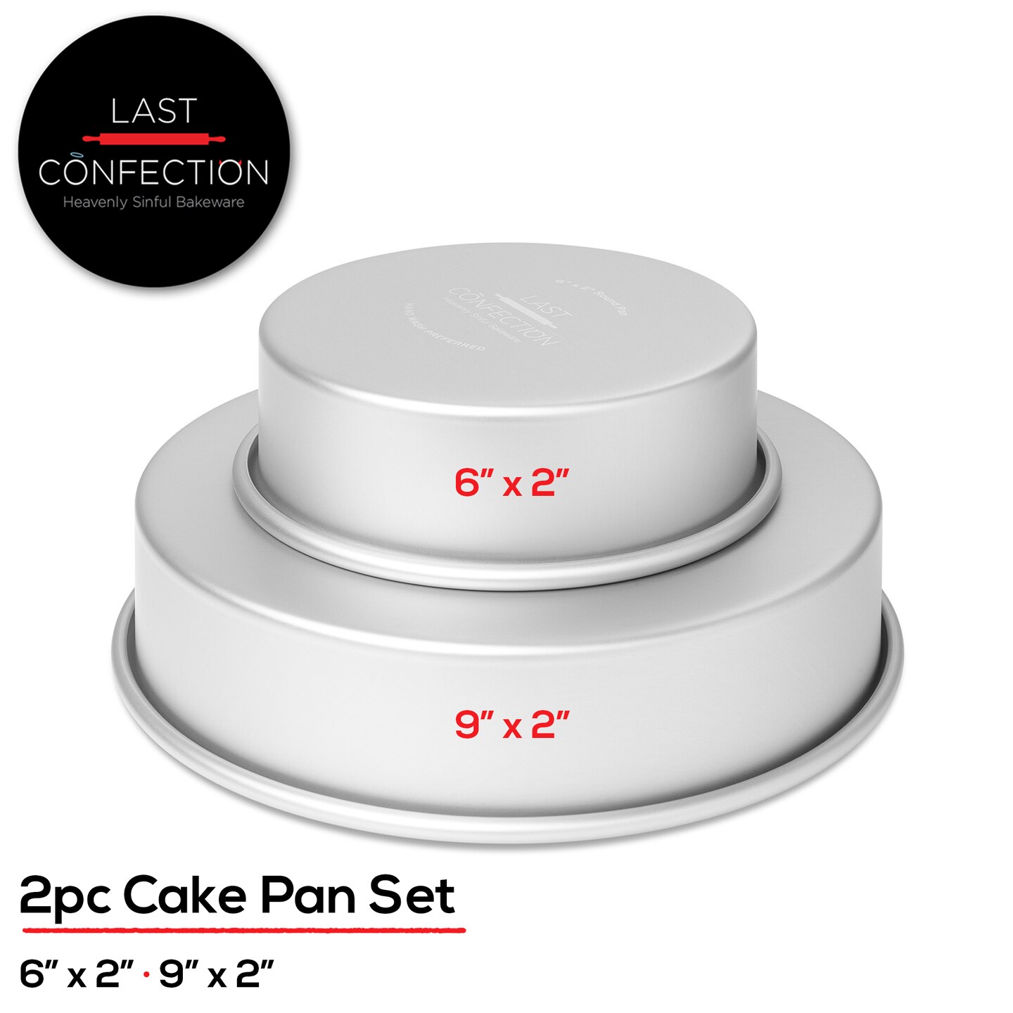 Last Confection Aluminum 2-Piece Round Cake Pan Sets - Professional Bakeware