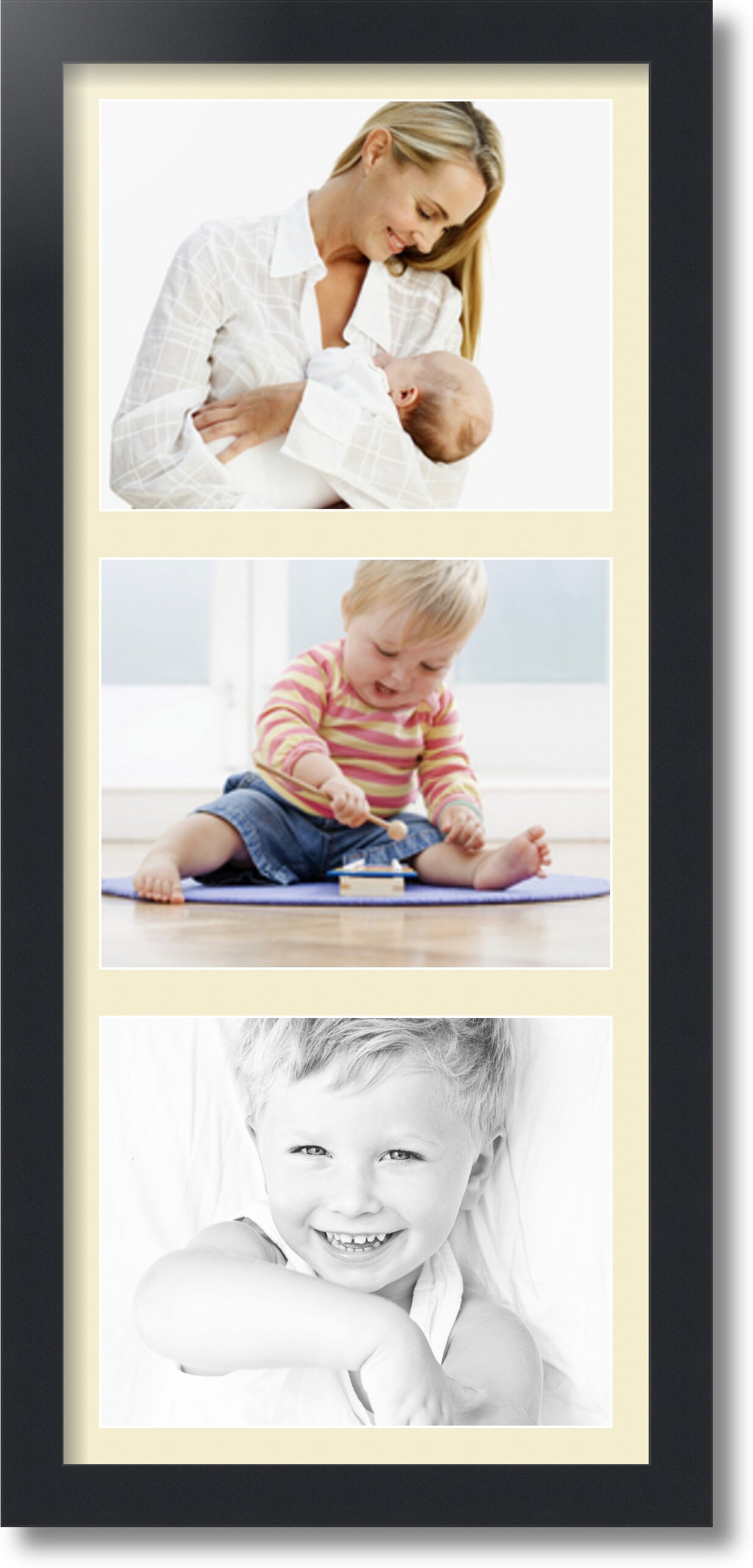ArtToFrames Collage Photo Picture Frame with 3 8x10 inch Openings, Framed in Black with Over