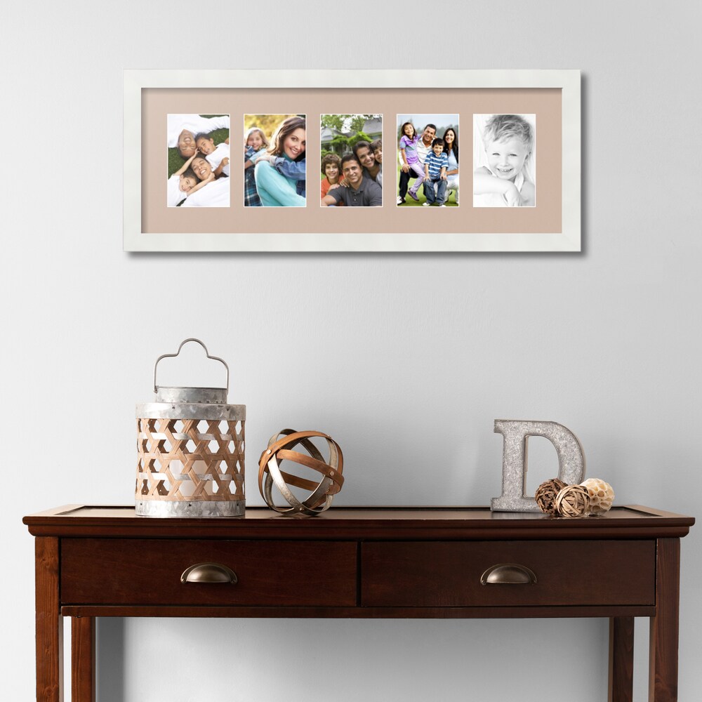 ArtToFrames Collage Photo Picture Frame with 5 - 4x6 inch Openings, Framed in White with Over 62 Mat Color Options and Plexi Glass (CSM-3966-153)