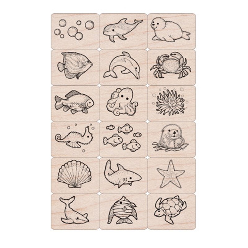 Ink &#x27;n&#x27; Stamp Sea Life Stamps, Set of 18
