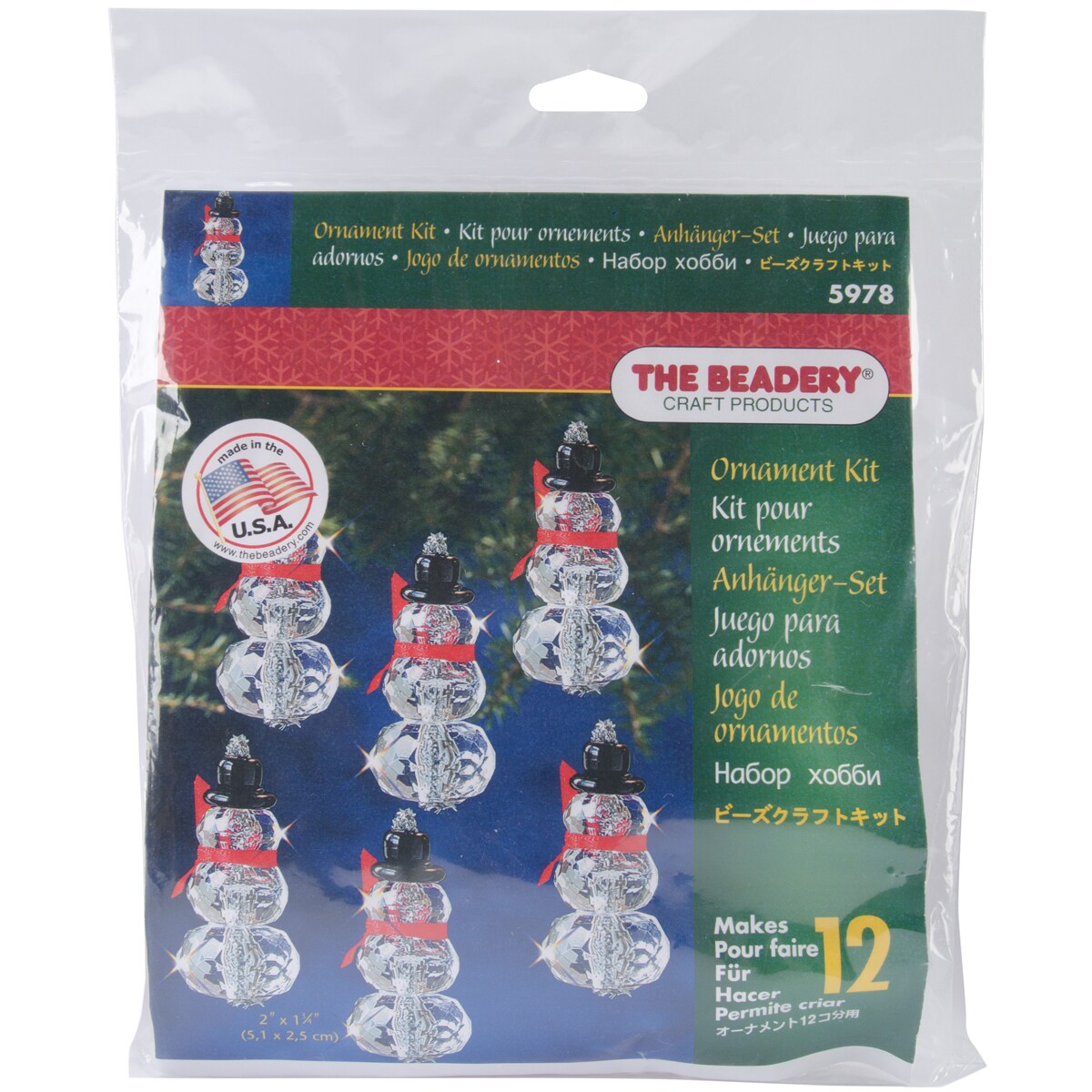 The Beadery Holiday Beaded Ornament Kit-Faceted Elegant Snowmen 2