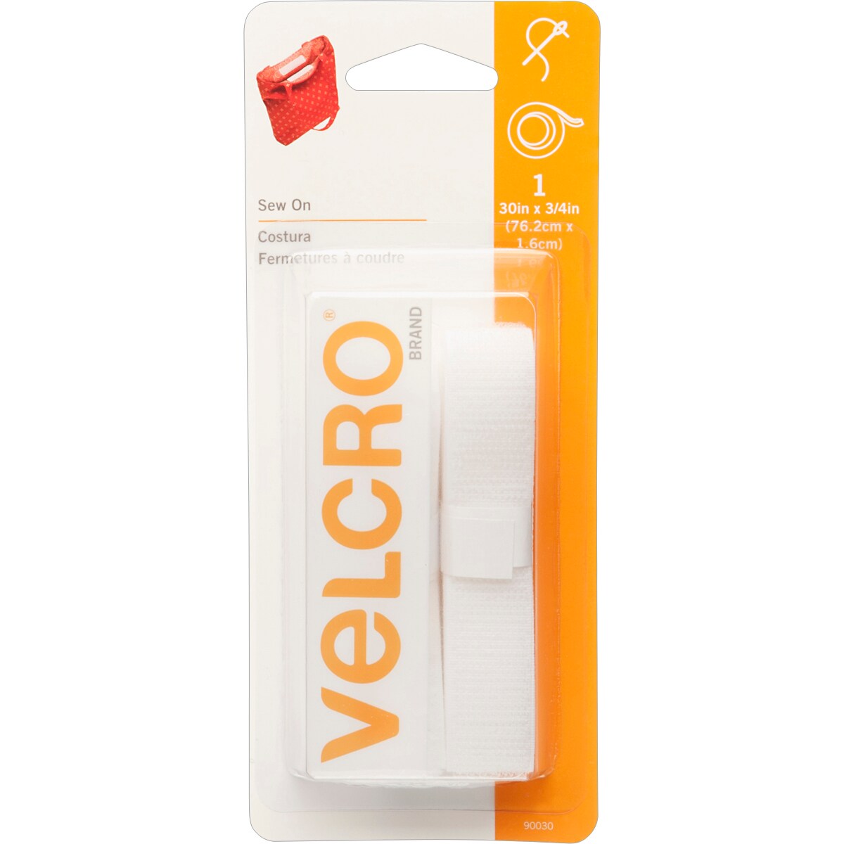 VELCRO(R) Brand Sew-On Tape .75&#x22;X30&#x22;-White