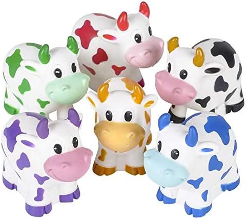 Rhode Island Novelty 2 Inch Rubber Water Squirting Cows, One Dozen Assorted