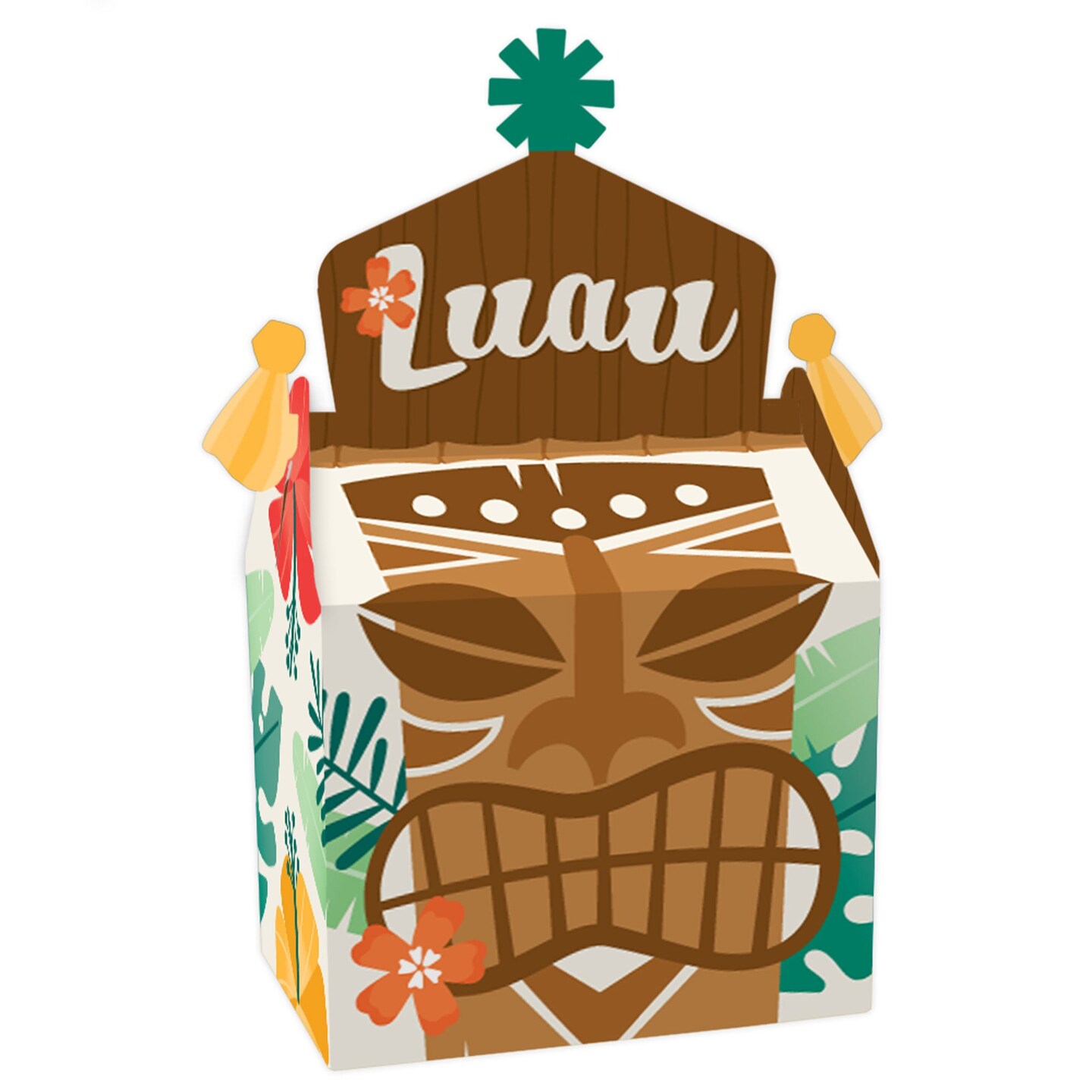 Big Dot of Happiness Tropical Luau - Treat Box Party Favors - Hawaiian Beach Party Goodie Gable Boxes - Set of 12