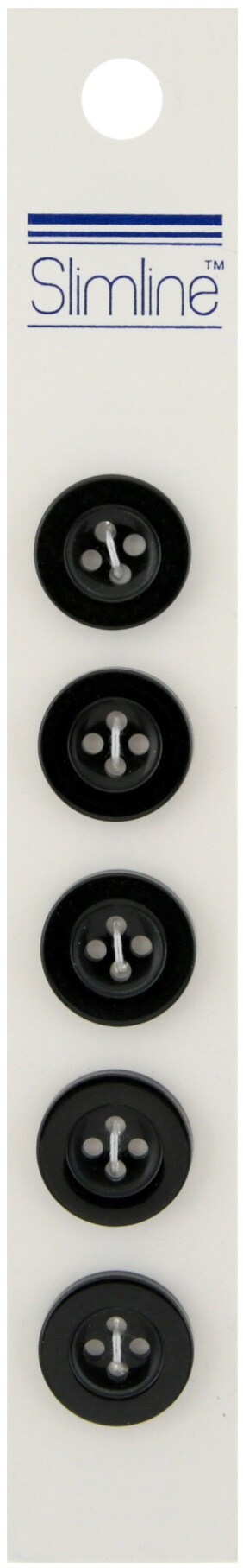 Slimline Buttons -Black 4-Hole 5/8&#x22; 5/Pkg