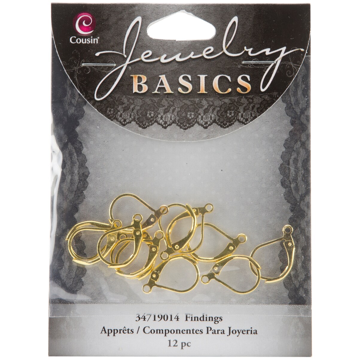 Cousin Jewelry Basics Metal Findings 12/Pkg-Gold Lever Earrings