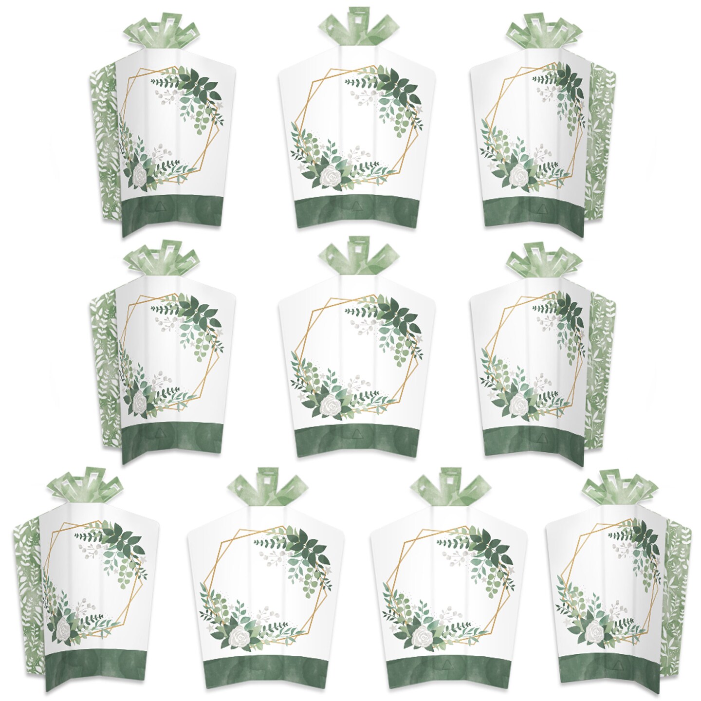 Big Dot of Happiness Boho Botanical - Table Decorations - Greenery Party Fold and Flare Centerpieces - 10 Count