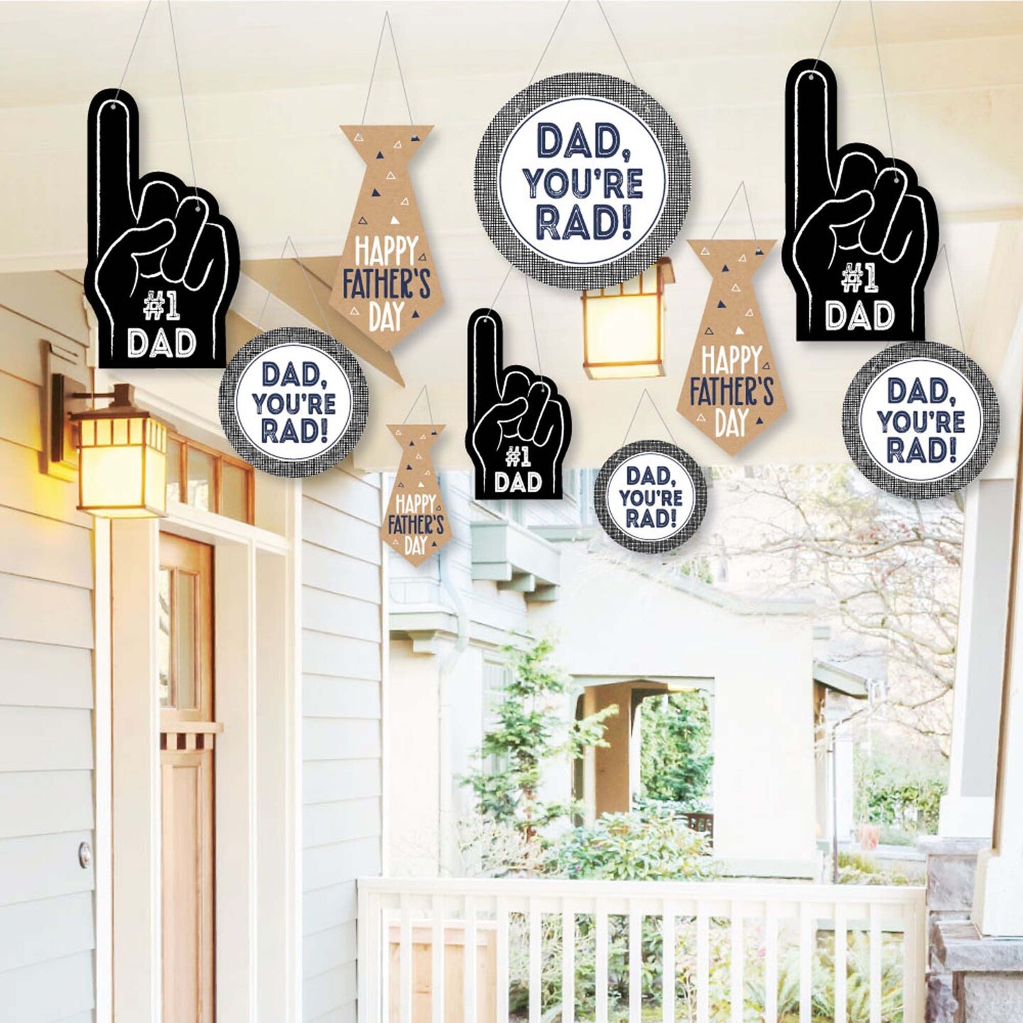 Big Dot of Happiness Hanging My Dad is Rad - Outdoor Hanging Decor - Father&#x27;s Day Party Decorations - 10 Pieces