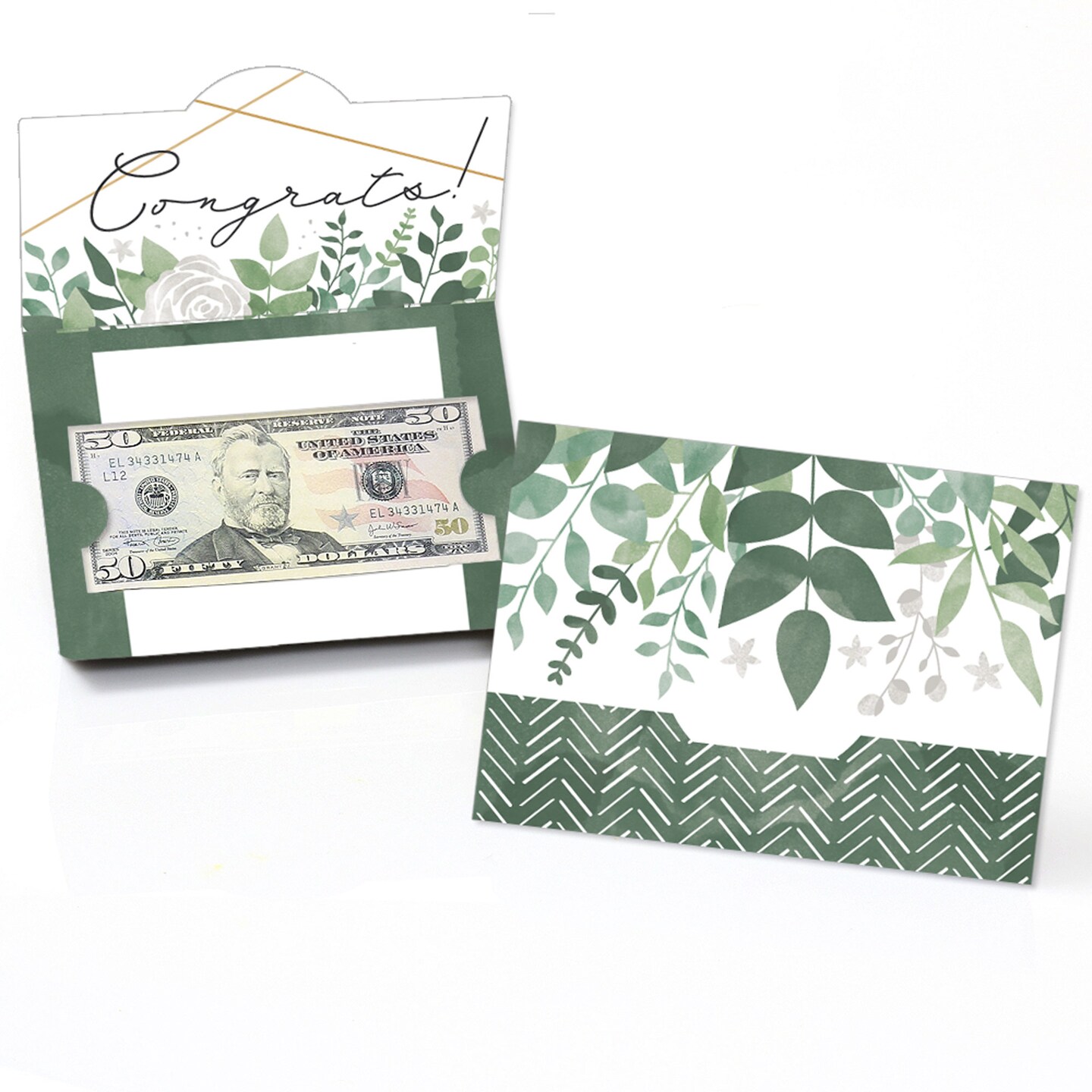 Big Dot of Happiness Boho Botanical - Greenery Party Money And Gift Card Holders - Set of 8