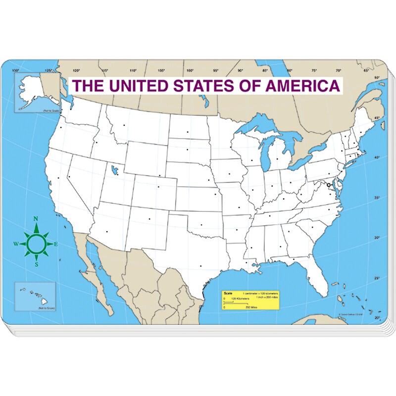 U.S. Map Blank Jumbo Pad, 30 Sheets, Grade Pk-5