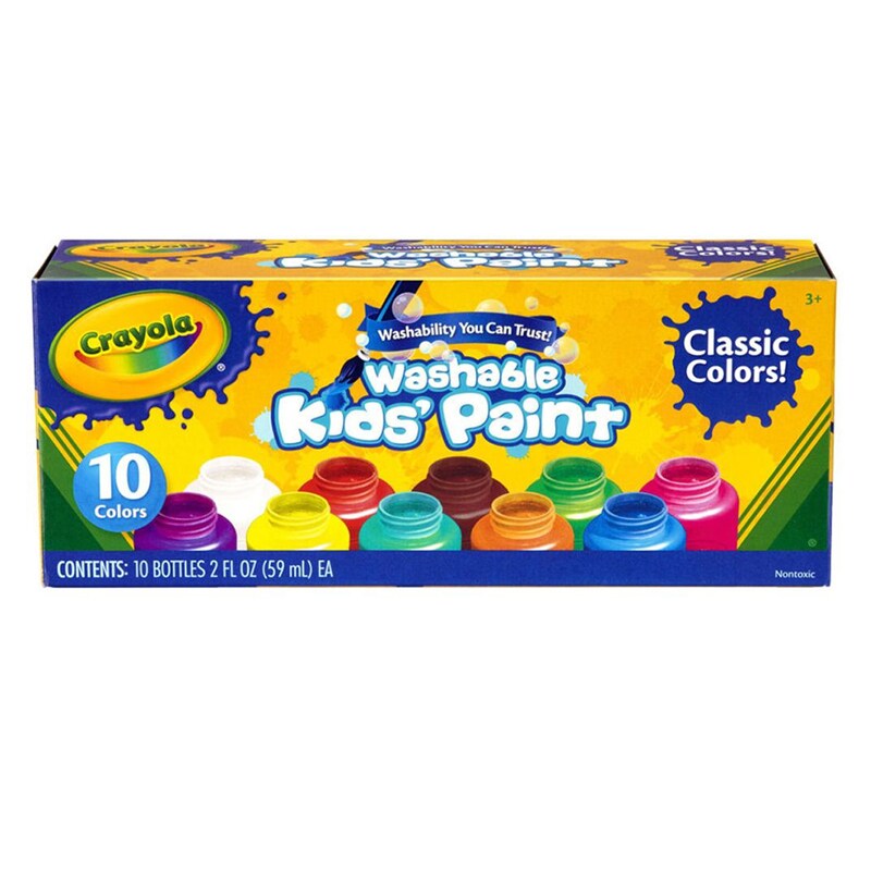 Washable Kid&#x27;s Paint, Assorted Colors, Pack of 10