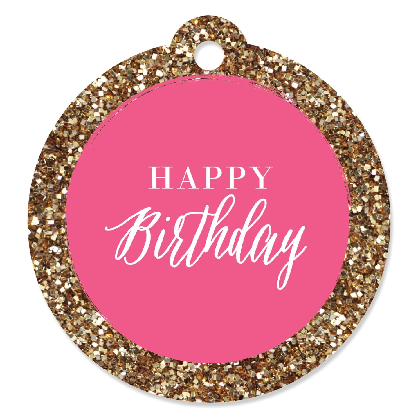 Big Dot of Happiness Chic Happy Birthday - Pink and Gold - Birthday Party Favor Gift Tags (Set of 20)