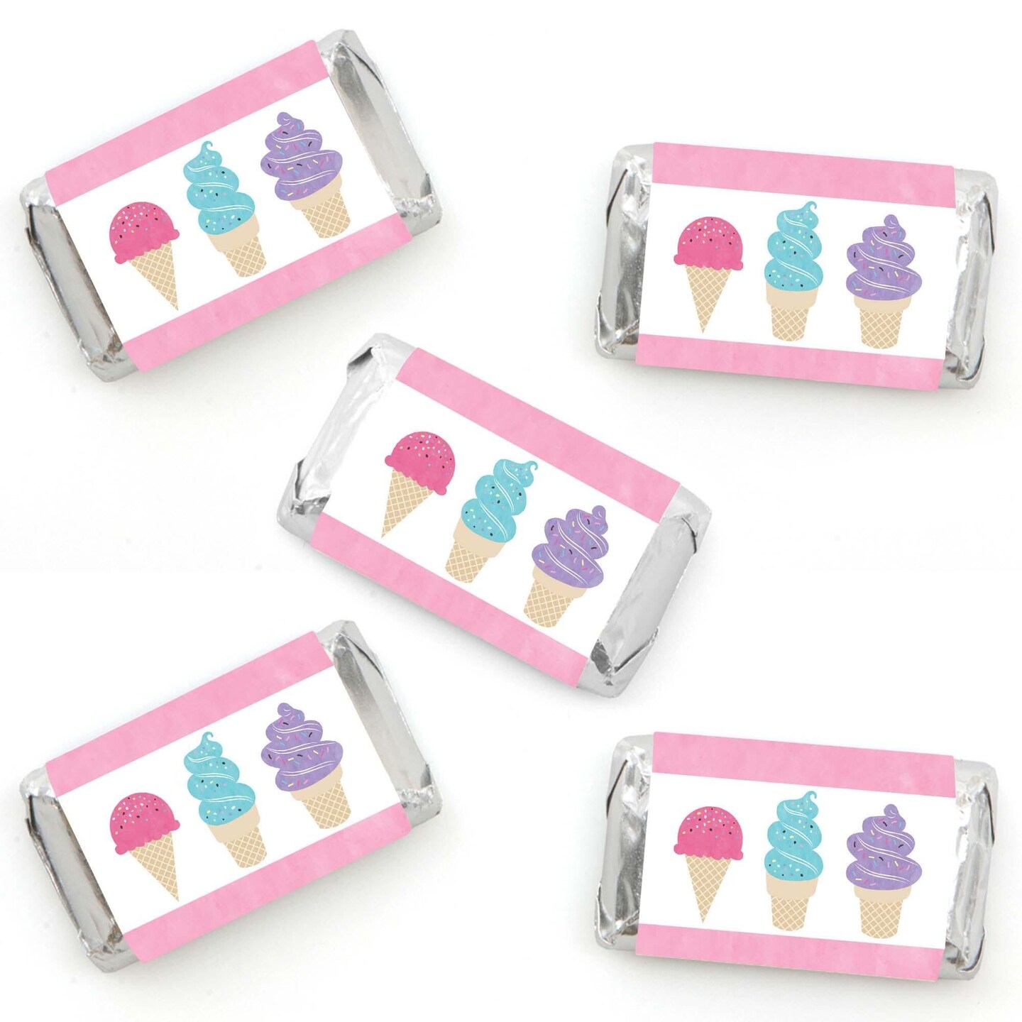 Big Dot of Happiness Scoop Up the Fun - Ice Cream - Mini Candy Bar Wrapper Stickers - Sprinkles Party Small Favors - 40 Count