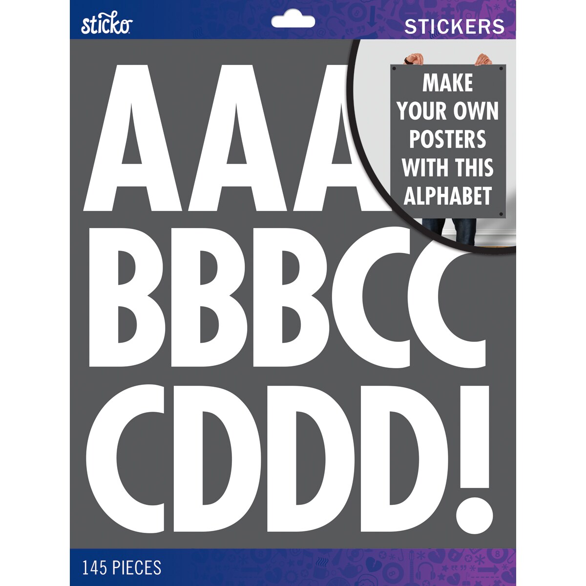 Sticko XL Alphabet Stickers-White Futura Regular XL