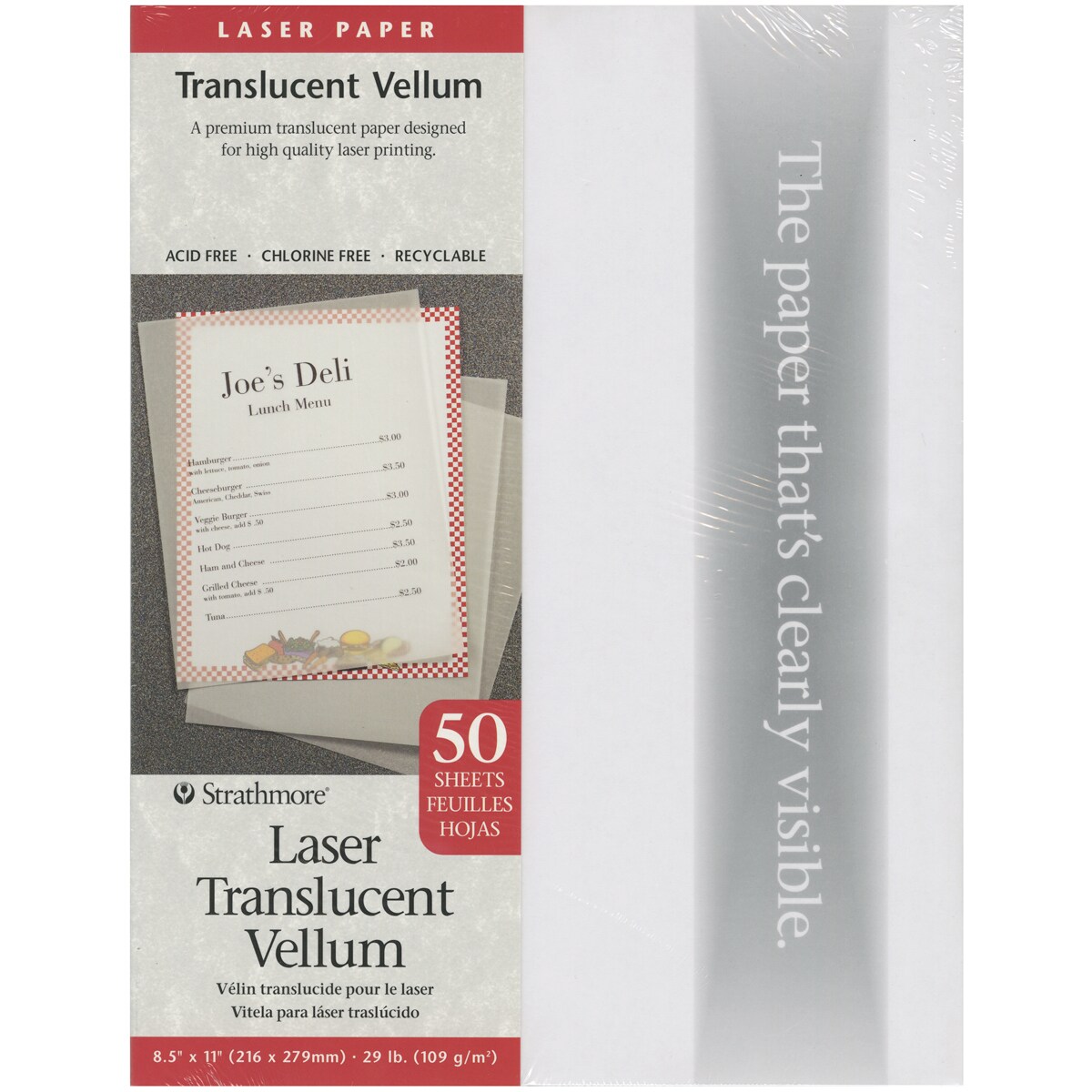Strathmore Laser Translucent Vellum 8.5&#x22;X11&#x22;-50 Sheets