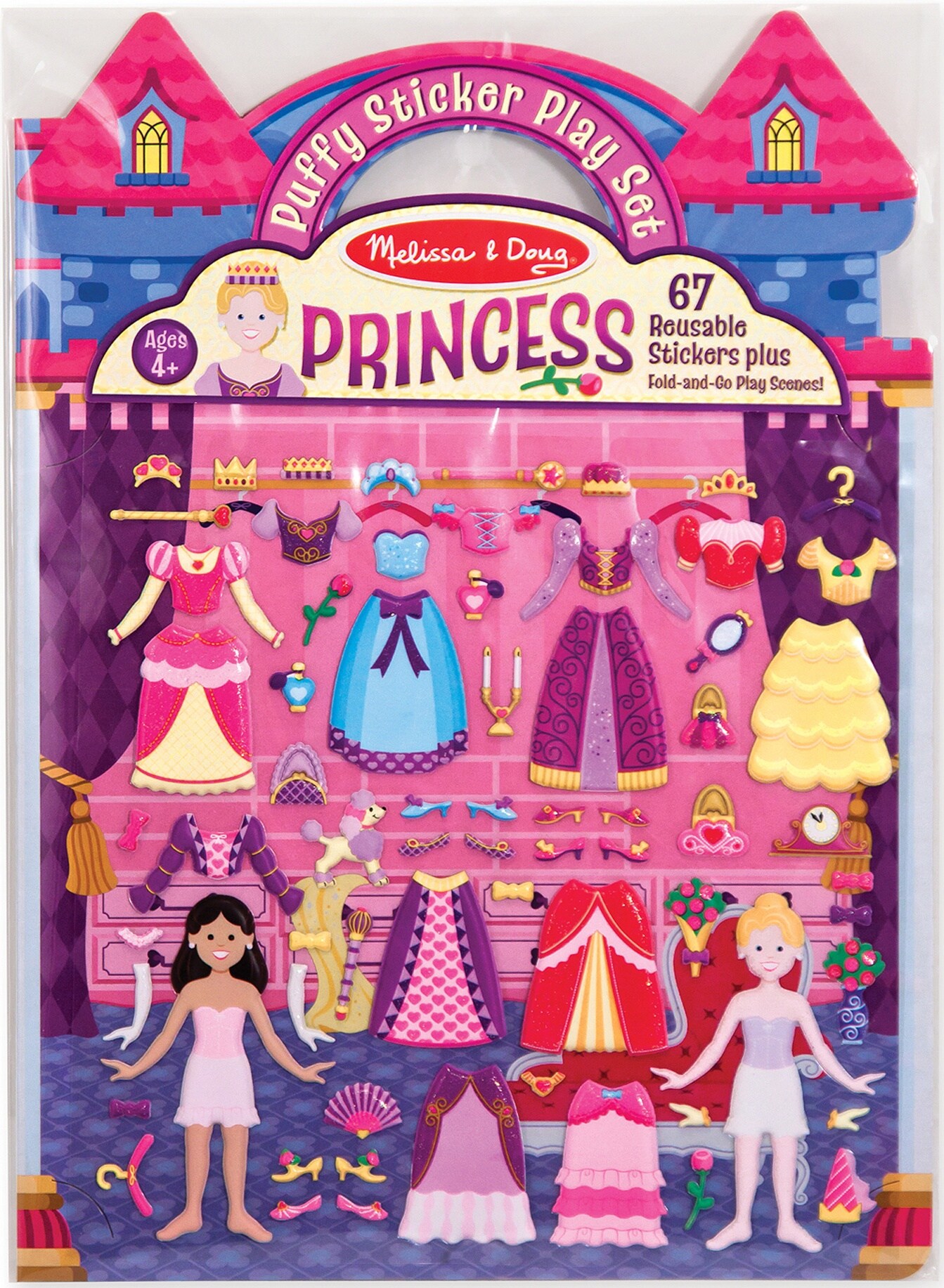 Melissa &#x26; Doug Puffy Sticker Play Set-Princess 67 Stickers