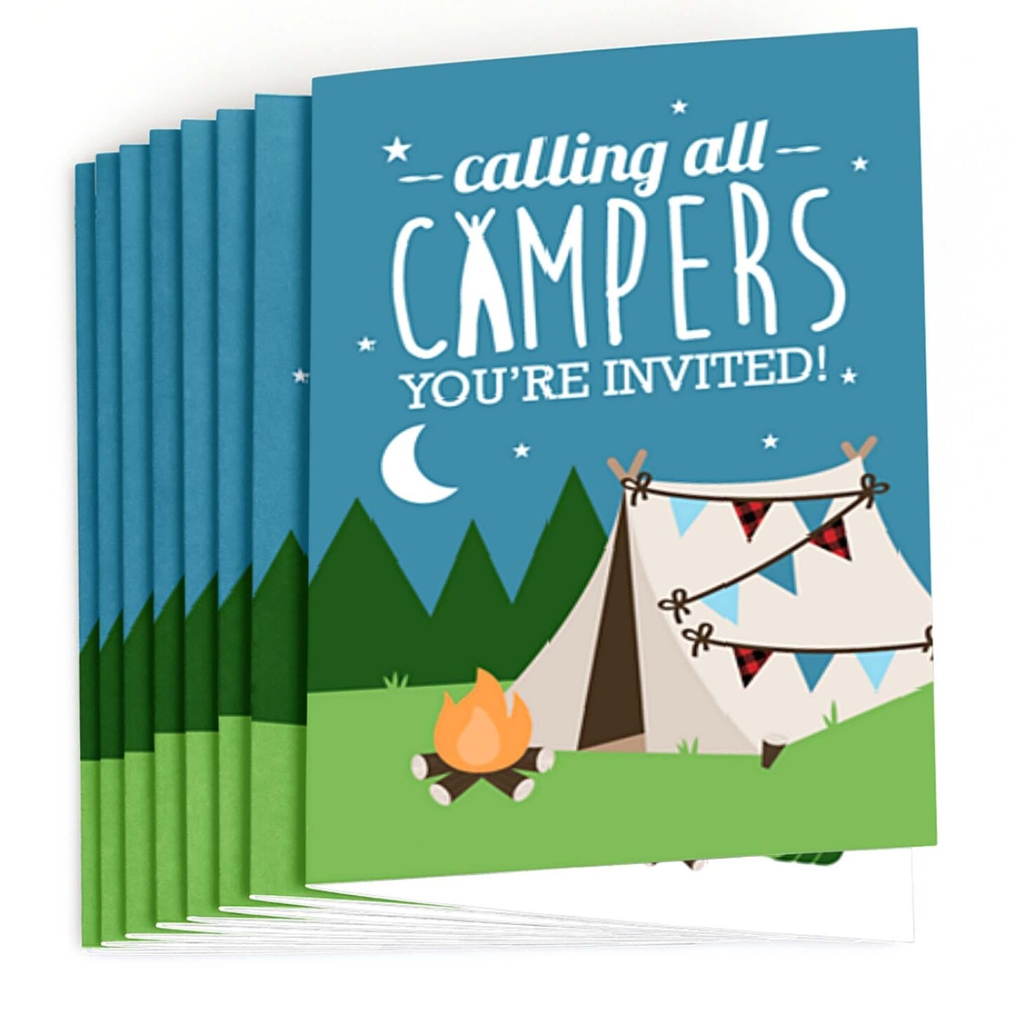 Big Dot of Happiness Happy Camper - Fill In Camping Baby Shower or Birthday Party Invitations (8 count)