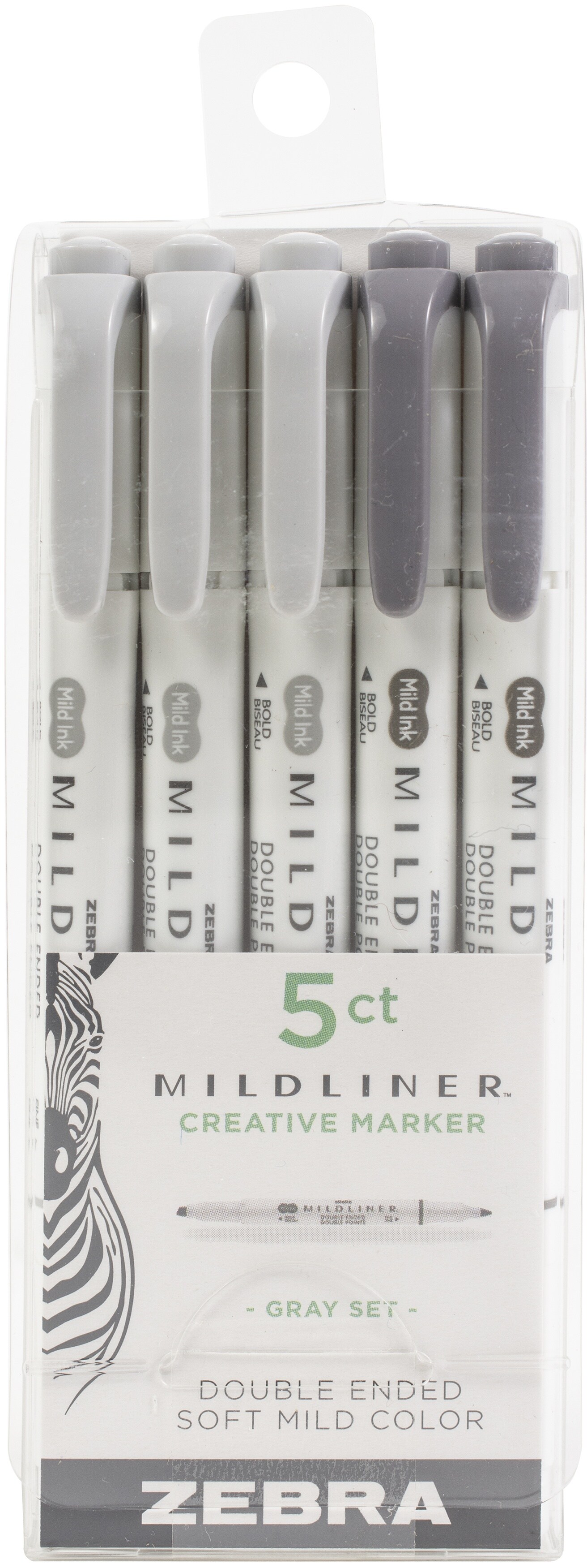 Zebra MILDLINER Double Ended Soft Mild Color Marker Highlighter Set Gray  NEW