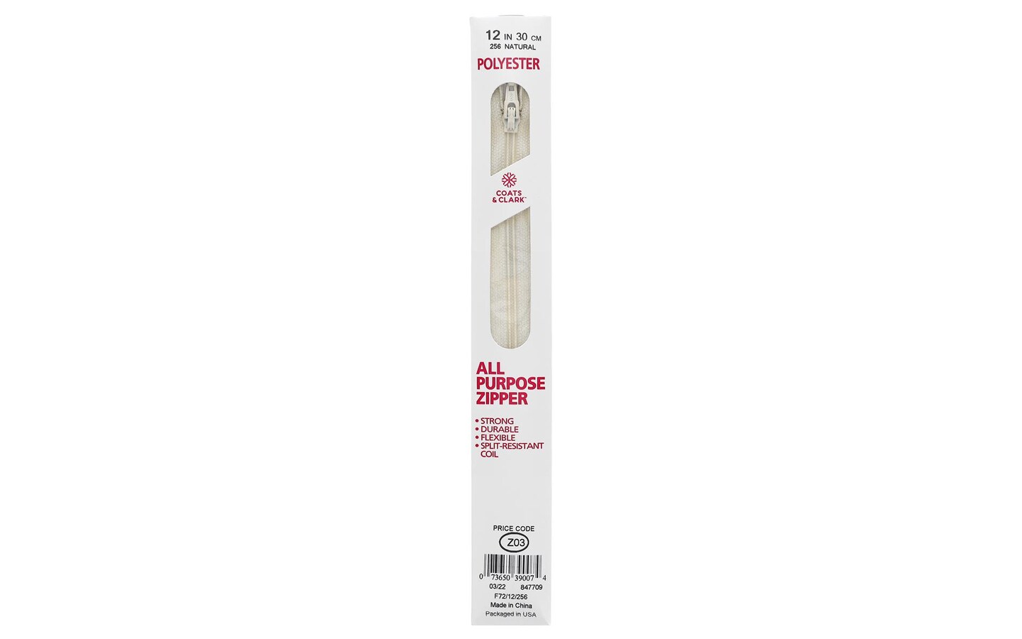 C&C Poly All Purpose Zipper 12