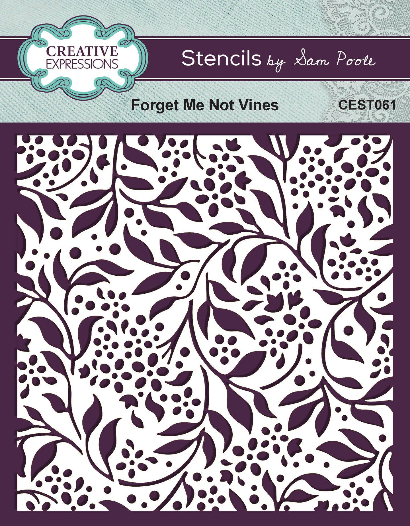 Creative Expressions Sam Poole Forget Me Not Vines 6 in x 6 in Stencil ...