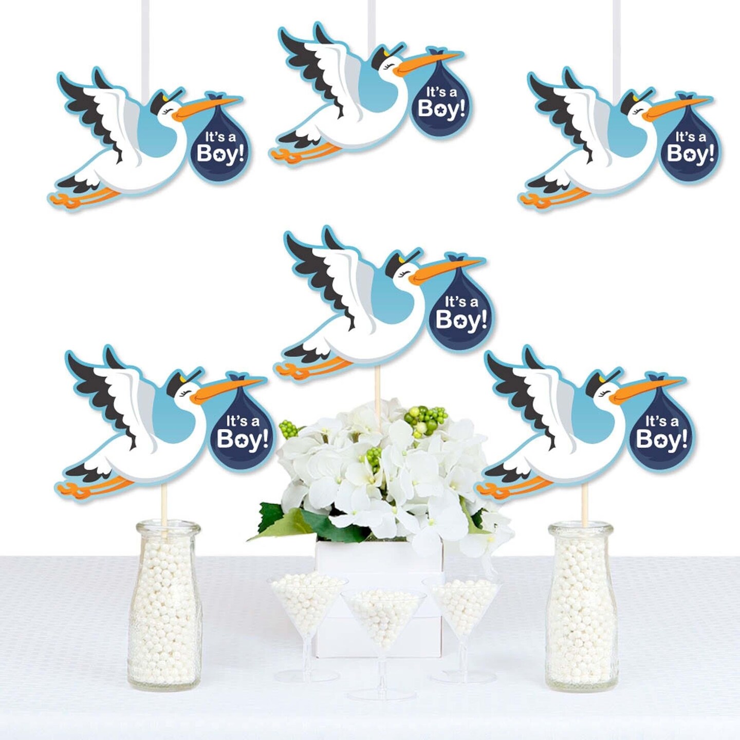 Big Dot of Happiness Boy Special Delivery - Decorations DIY Blue It's a Boy Stork Baby Shower Party Essentials - Set of 20