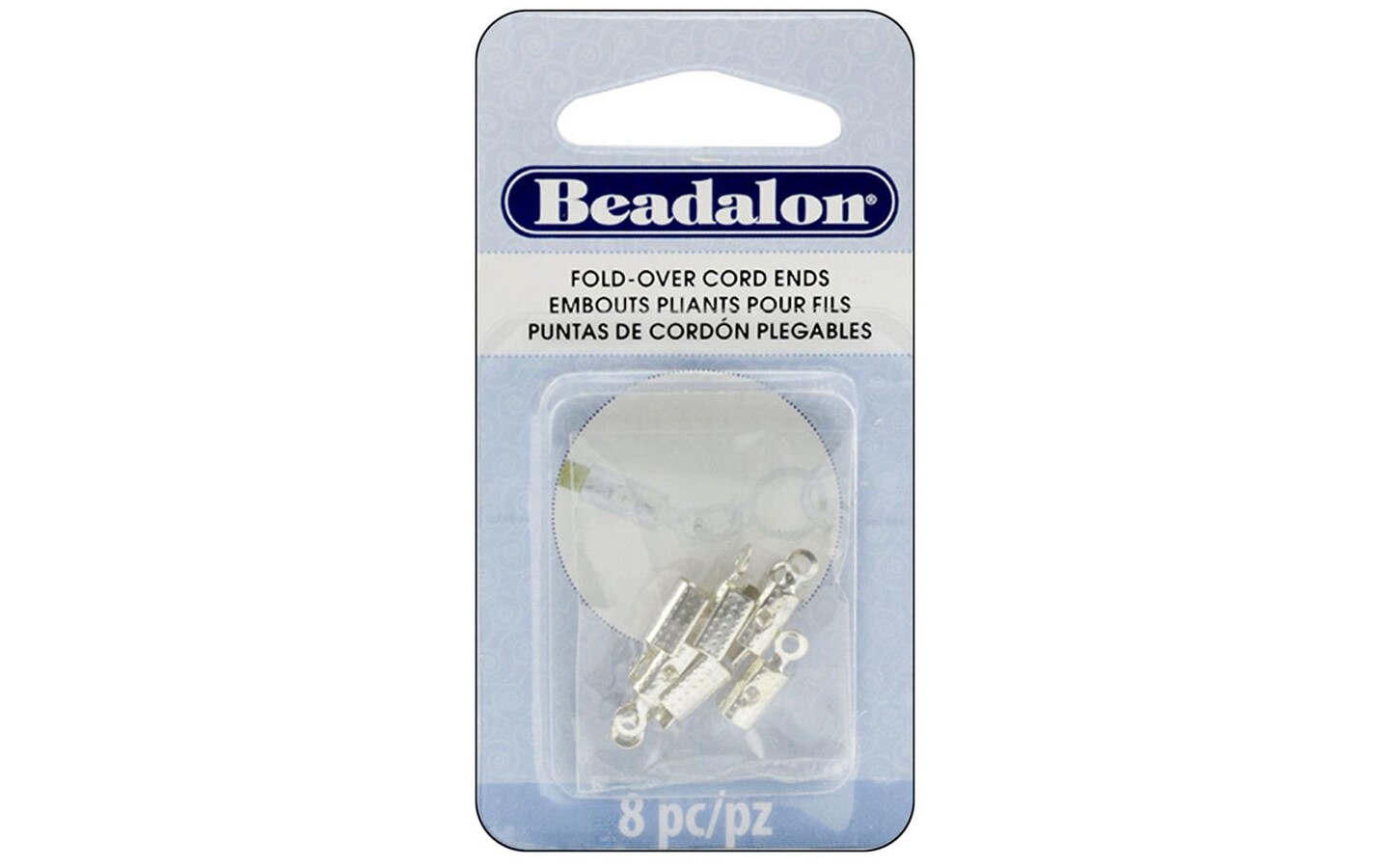 Beadalon Cord Ends Fold Over 4.6mm Slvr Plt 8pc Michaels