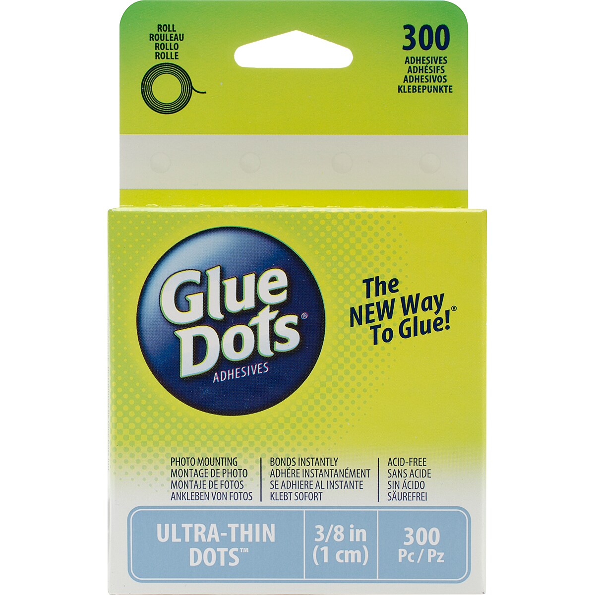 Glue Dots .375 Ultra Thin Dot Roll-300 Clear Dots