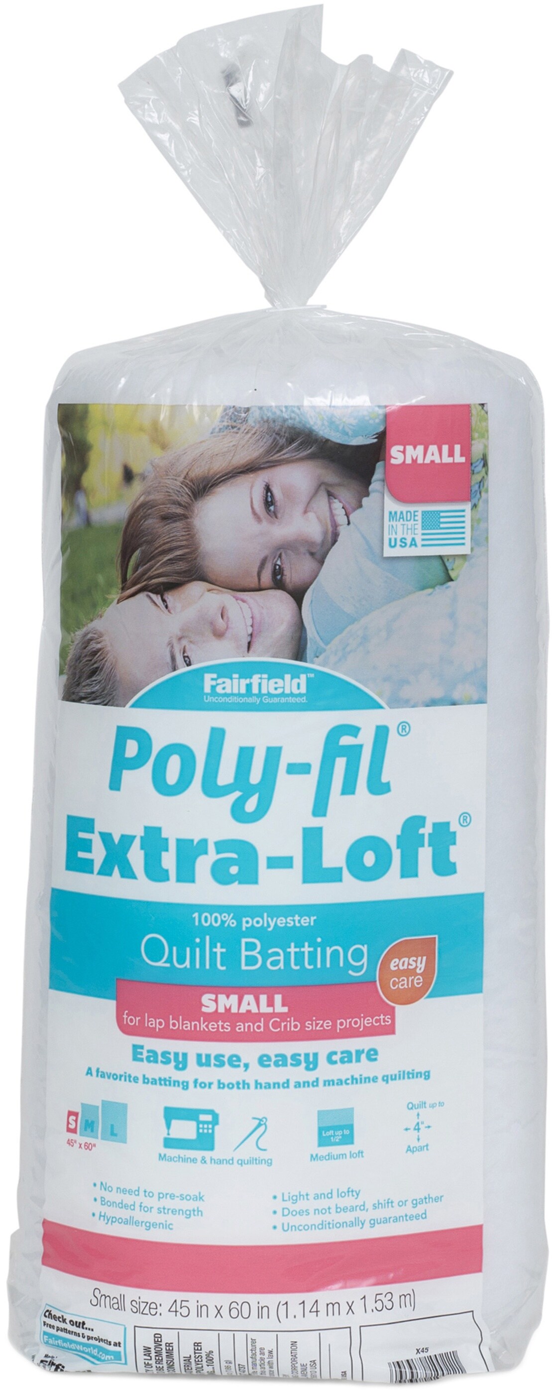Fairfield Extra-Loft Bonded Polyester Batting-Crib Size 45"X60"