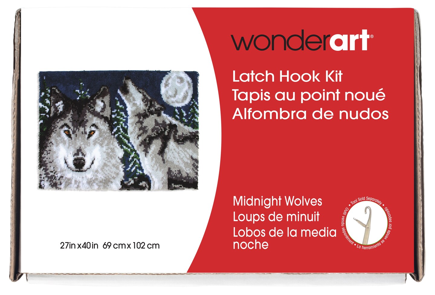 Wonderart Midnight Wolves Latch Hook Kit, 27 x 40