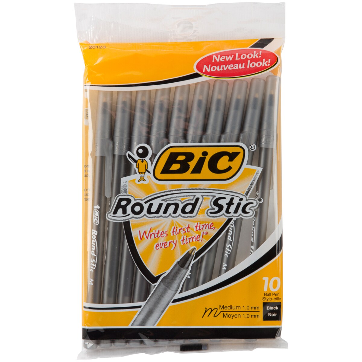 BIC Round Stic Medium Ballpoint Pens 10/Pkg-Black