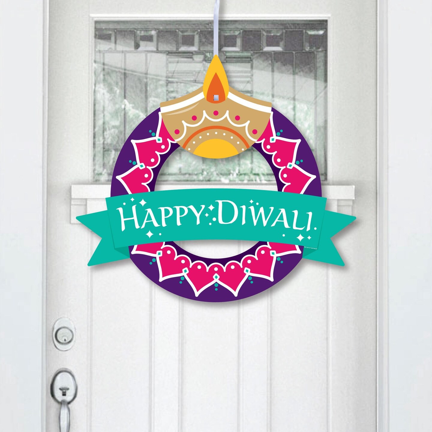 Big Dot of Happiness Happy Diwali - Outdoor Festival of Lights Party Decor - Front Door Wreath