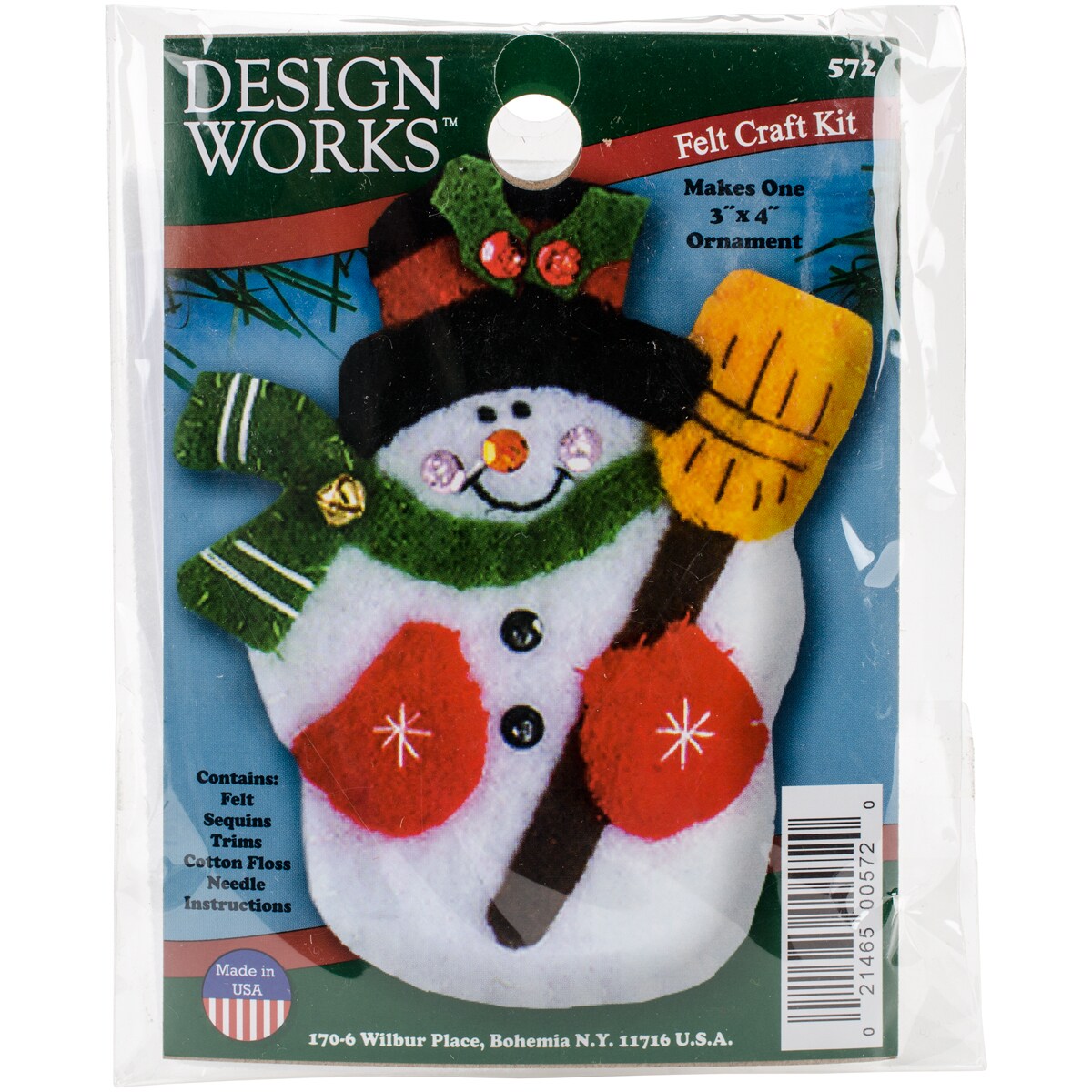 Design Works Felt Ornament Applique Kit 3&#x22;X4&#x22;-Snowman &#x26; Broom