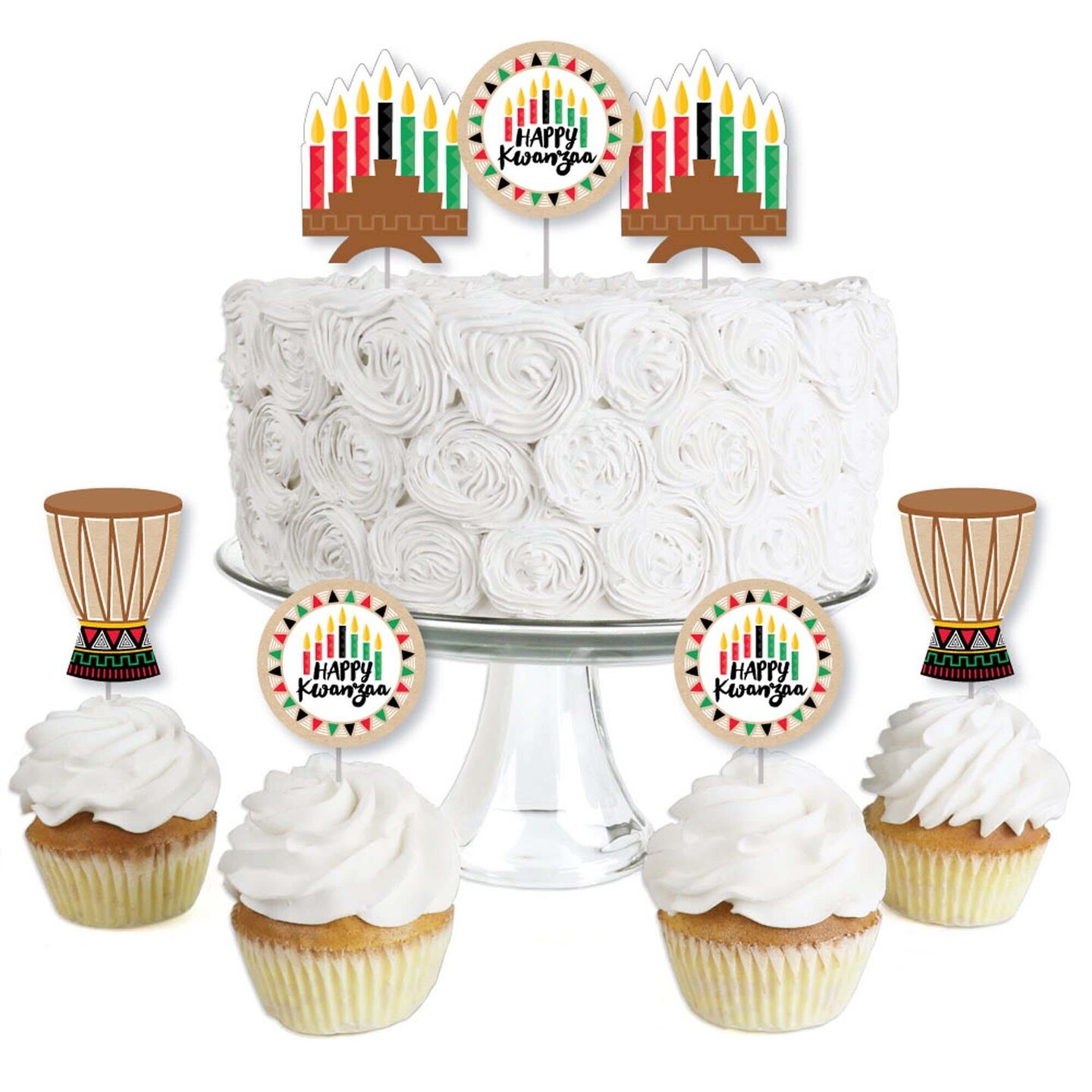 Big Dot of Happiness Happy Kwanzaa - Dessert Cupcake Toppers - Party Clear Treat Picks - Set of 24
