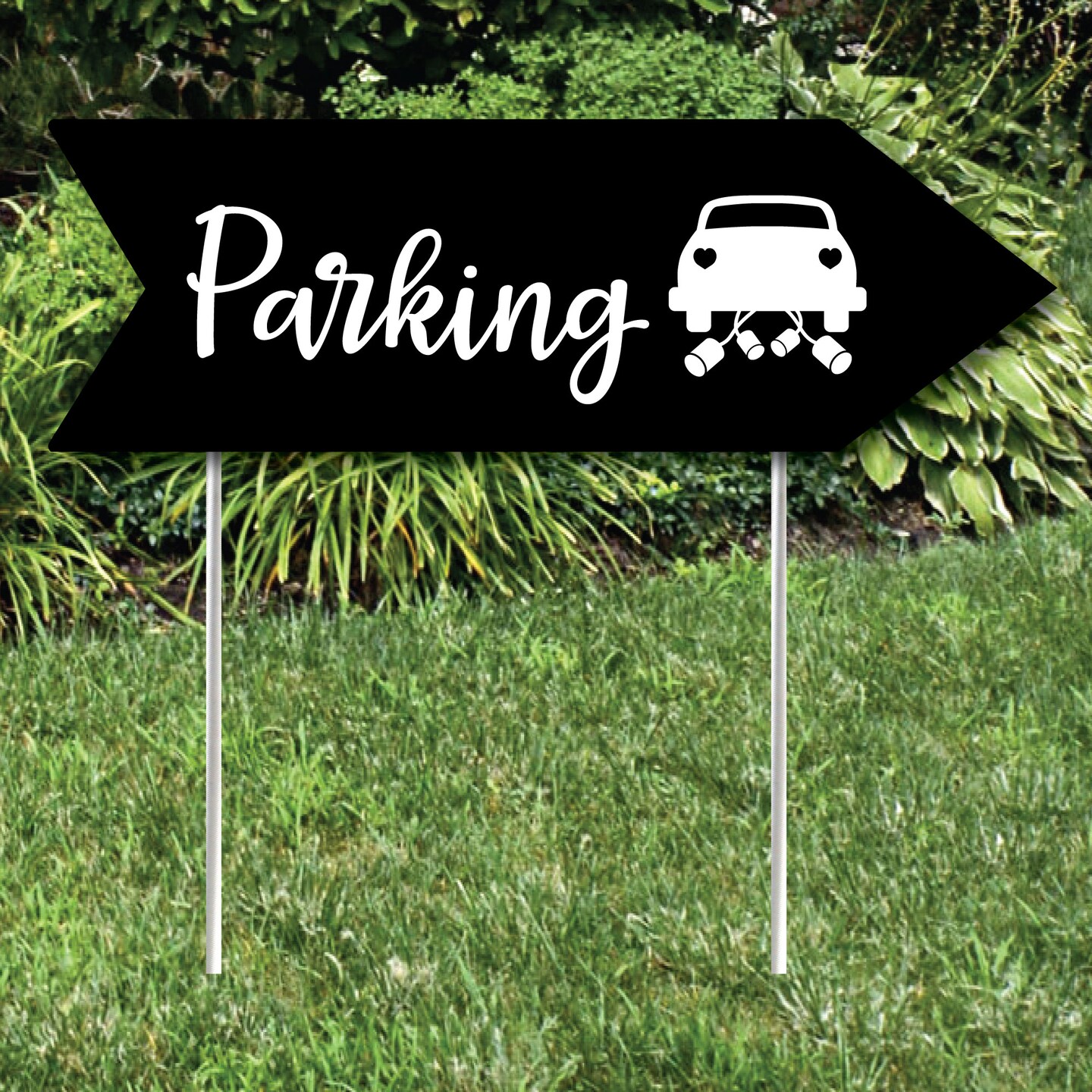 Big Dot of Happiness Black Wedding Parking Signs - Wedding Sign Arrow - Double Sided Directional Yard Signs - Set of 2 Parking Signs