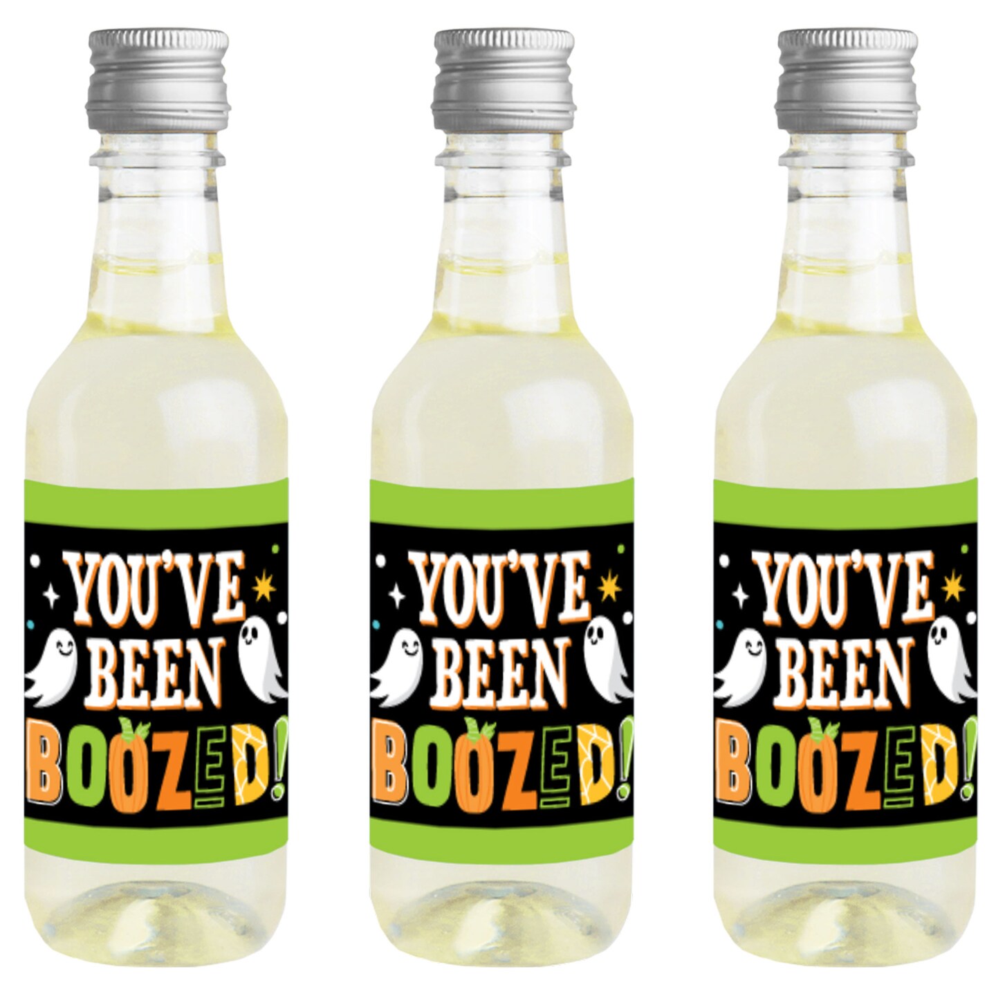 Big Dot of Happiness You&#x27;ve Been Boozed - Mini Wine and Champagne Bottle Label Stickers - Ghost Halloween Party Favor Gift for Women and Men - 16 Ct