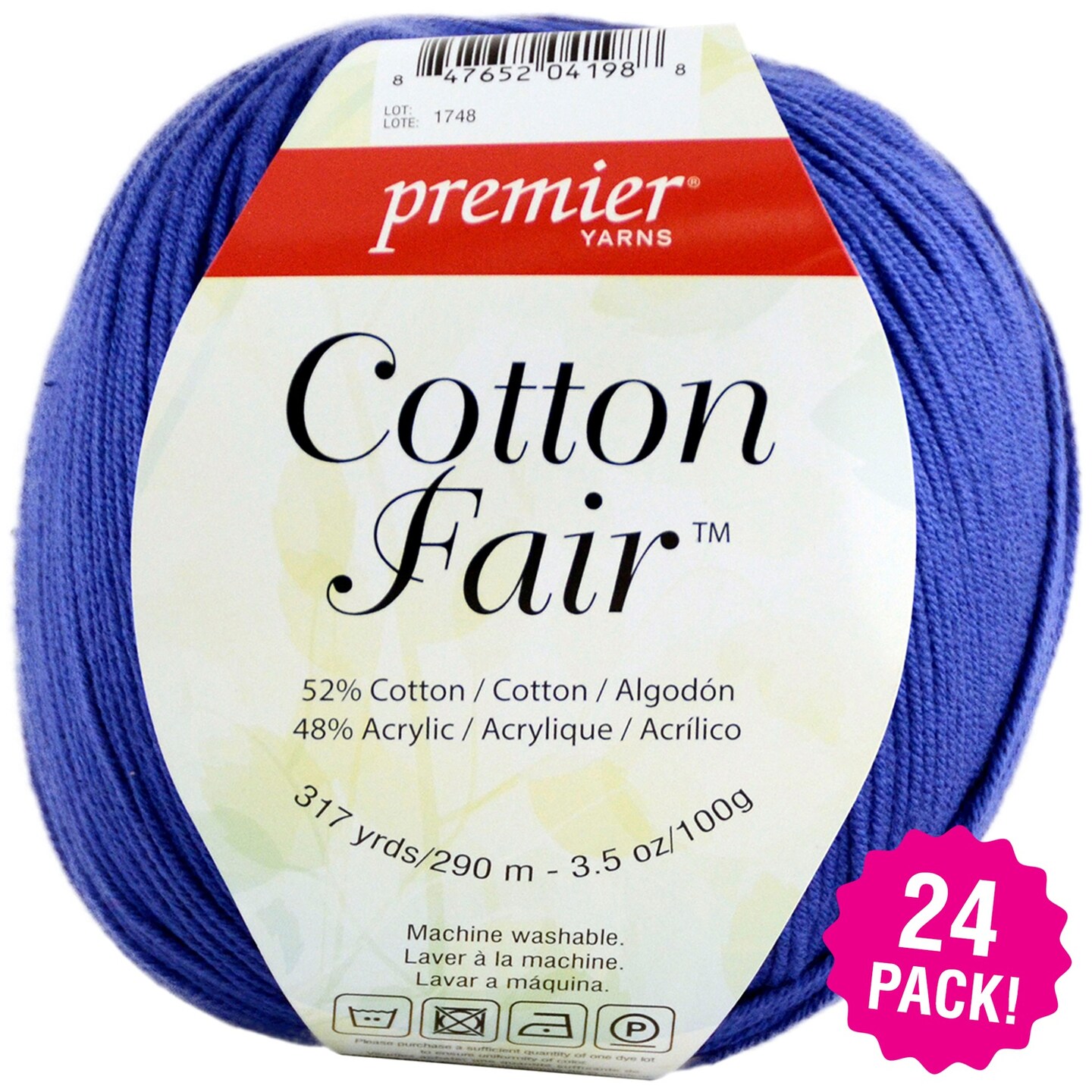 Multipack of 24 - Premier Yarns Cotton Fair Solid Yarn-Blue Iris