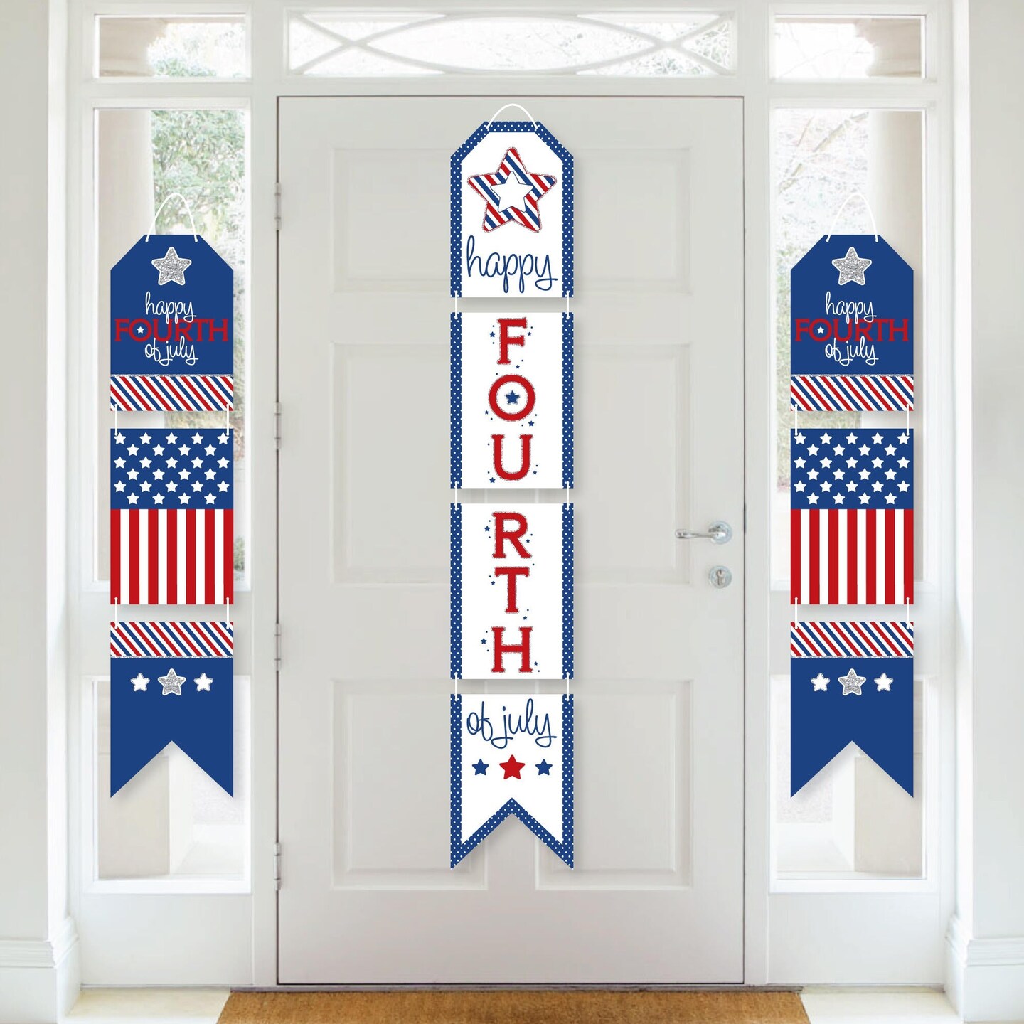 Big Dot of Happiness 4th of July - Hanging Vertical Paper Door Banners - Independence Day Wall Decoration Kit - Indoor Door Decor