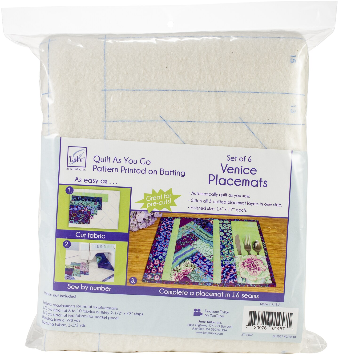 June Tailor Quilt As You Go Placemat 6/Pkg-Venice
