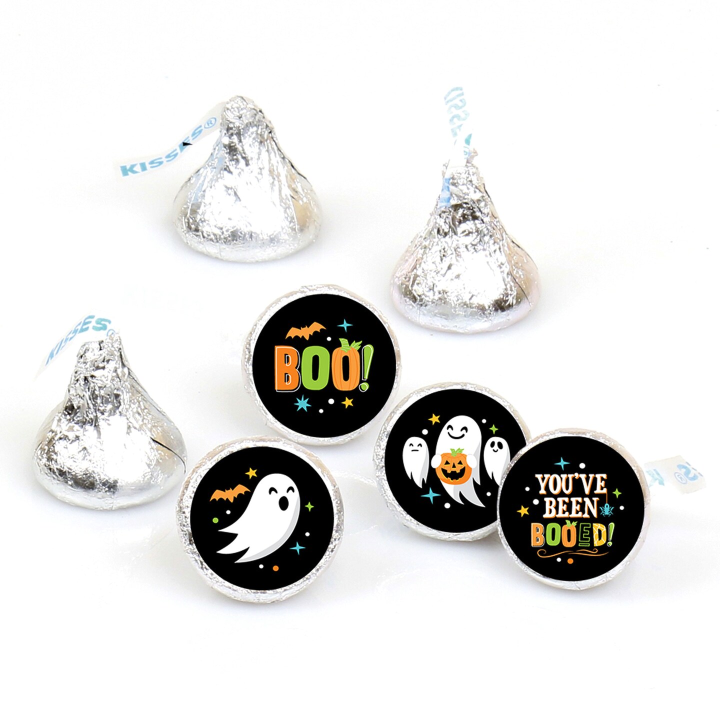 Big Dot of Happiness You&#x27;ve Been Booed - Ghost Halloween Party Round Candy Sticker Favors - Labels Fits Chocolate Candy (1 sheet of 108)