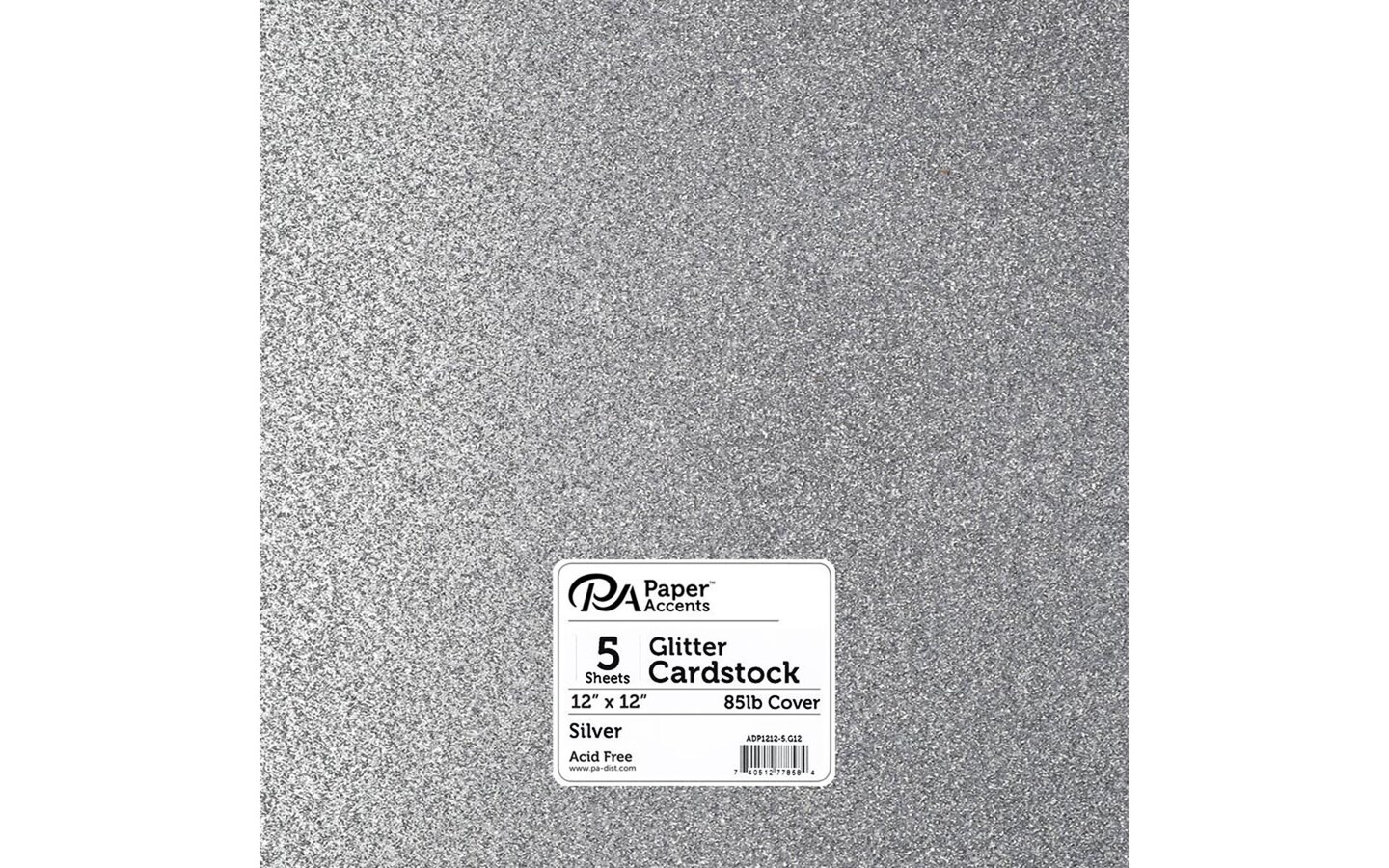 PA Paper Accents Glitter Cardstock 12? x 12? Silver, 85lb colored cardstock paper for card making, scrapbooking, printing, quilling and crafts, 5 piece pack
