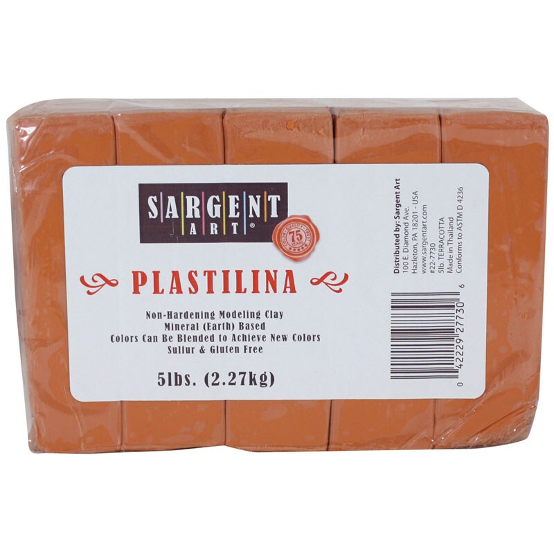 Plastilina Non-Hardening Modeling Clay, 5 Lbs., Terra Cotta