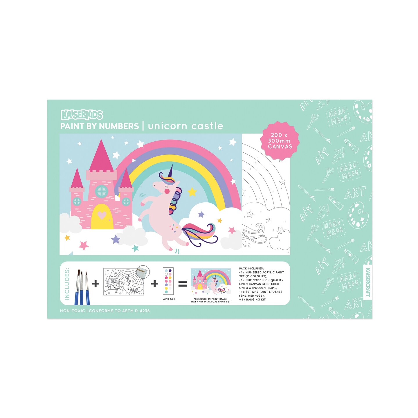 Kaisercraft Kids Paint By Number Canvas Kit 7.75"X11.75"Unicorn Castle
