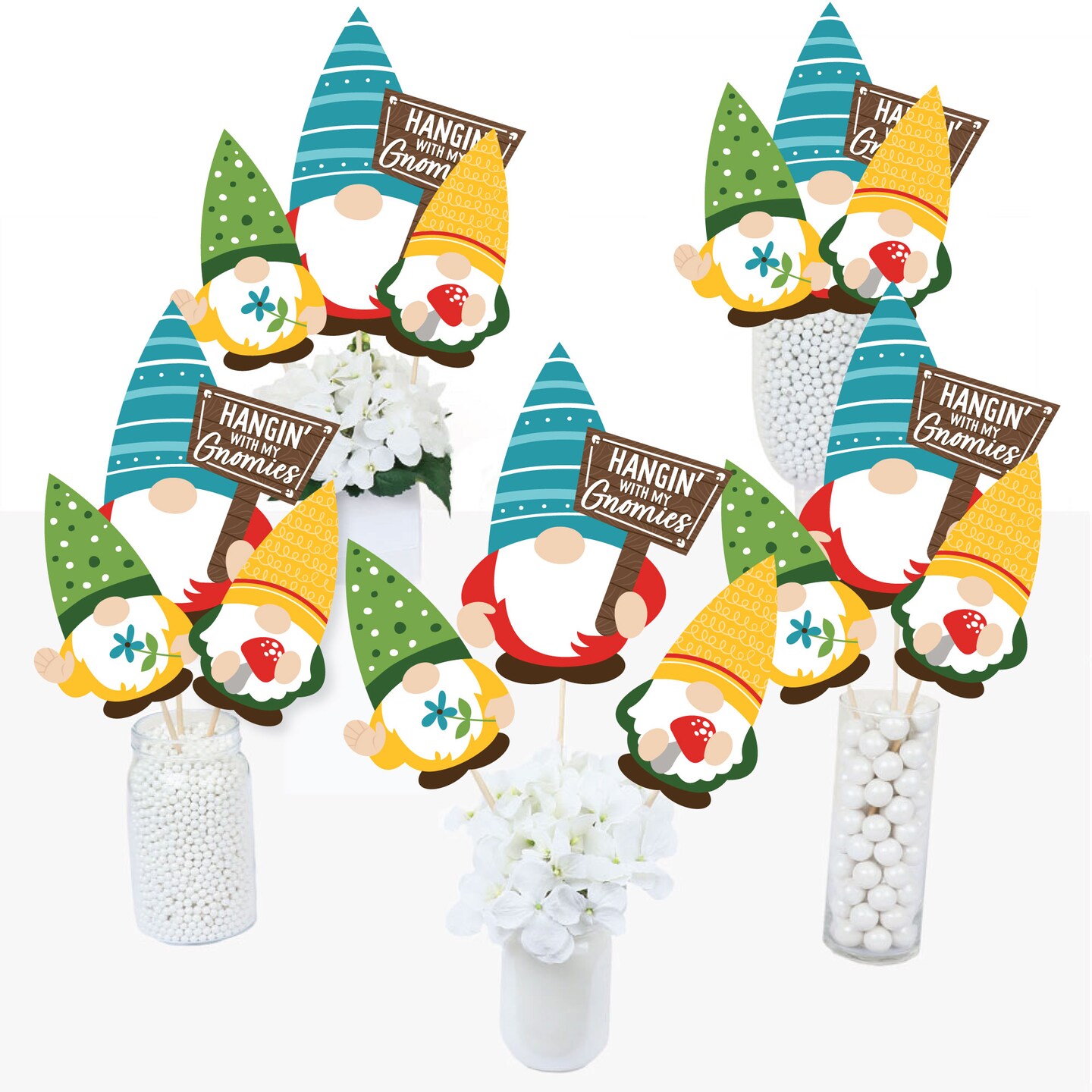Big Dot of Happiness Garden Gnomes Forest Gnome Party Centerpiece