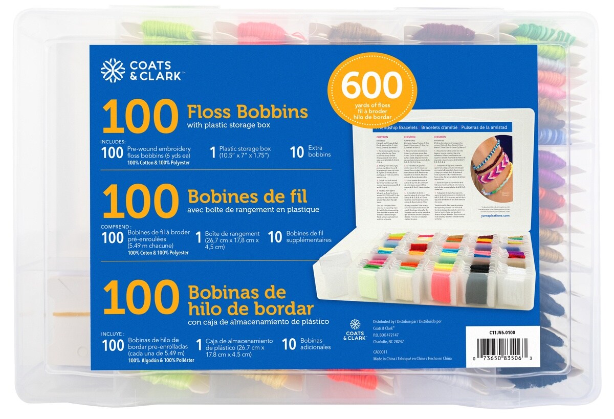 Coats & Clark Storage Box and Floss Bobbins 100/PKG