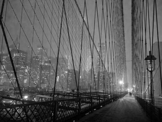 On Brooklyn Bridge by night, NYC Poster Print by Michel Setboun - Item # VARPDX3MS3281