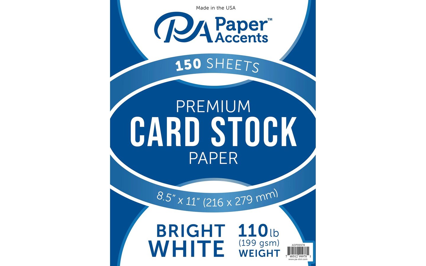 PA Paper Accents Cardstock Pack 8.5" x 11" White, Smooth, 110lb colored cardstock paper for card making, scrapbooking, printing, quilling and crafts, 150 pieces