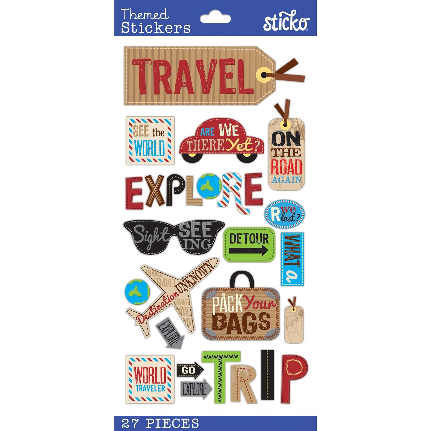 Sticko Themed Stickers - Happy Traveling, 27pcs