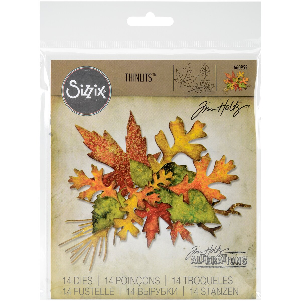 Sizzix Thinlits Dies By Tim Holtz 14/Pkg-Fall Foliage