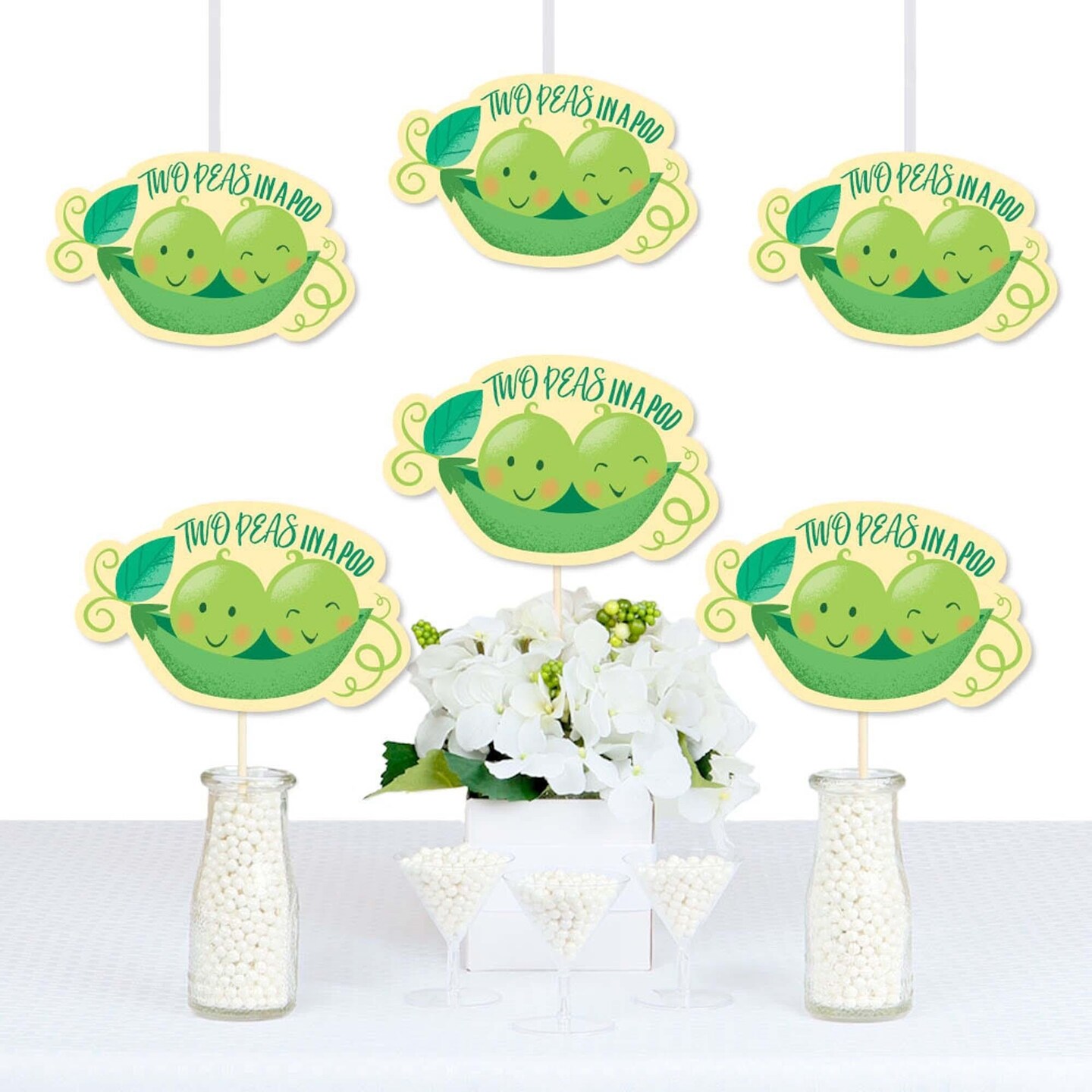 Big Dot of Happiness Double the Fun - Twins Two Peas in a Pod - Pea Pod Decorations DIY Baby Shower or First Birthday Party Essentials - Set of 20