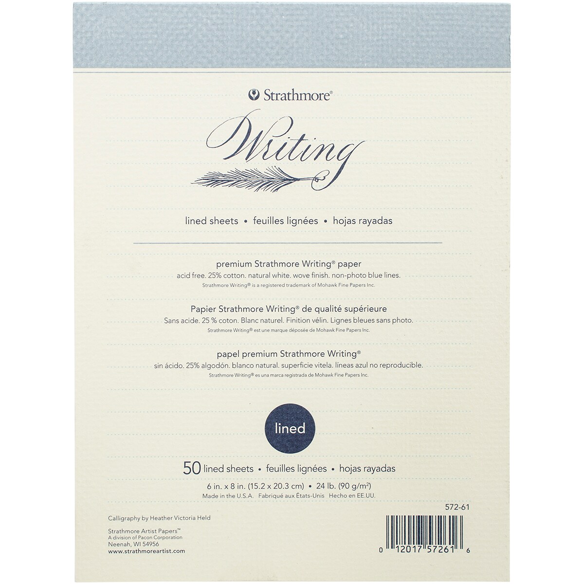 Strathmore Writing Pad Lined 6&#x22;X8&#x22;-50 Sheets 24lb Natural White